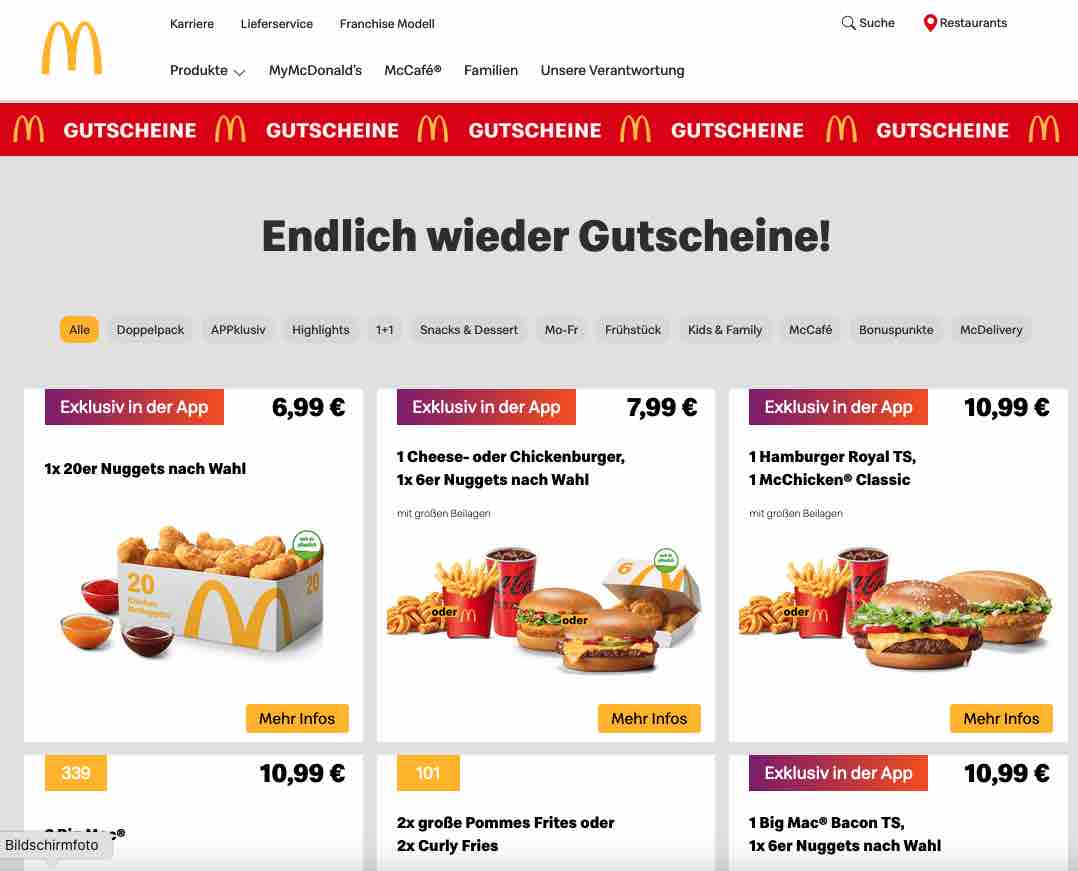 MCDONALDS Gutscheine zum selber drucken