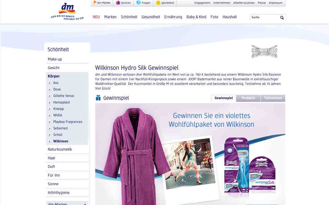 dm wilkinson hydro gewinnspiel