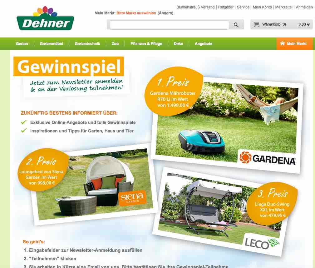 Dehner online Gewinnspiel tolle Preise zu gewinnen!