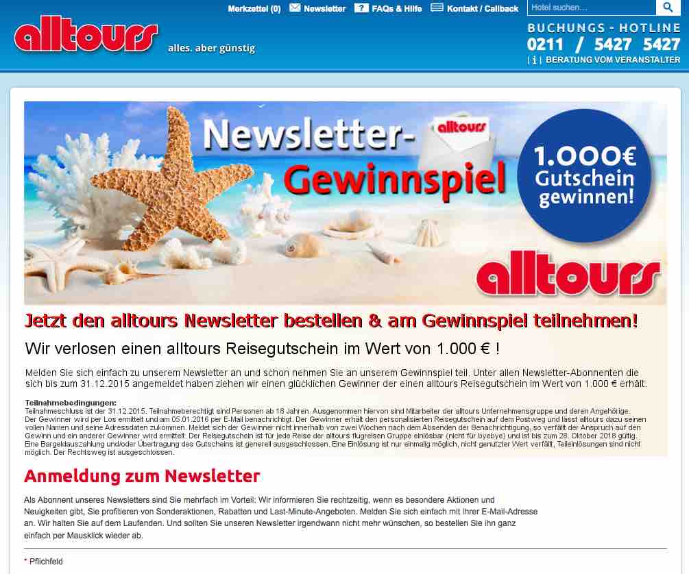 alltours Reisegutschein Gewinnspiel