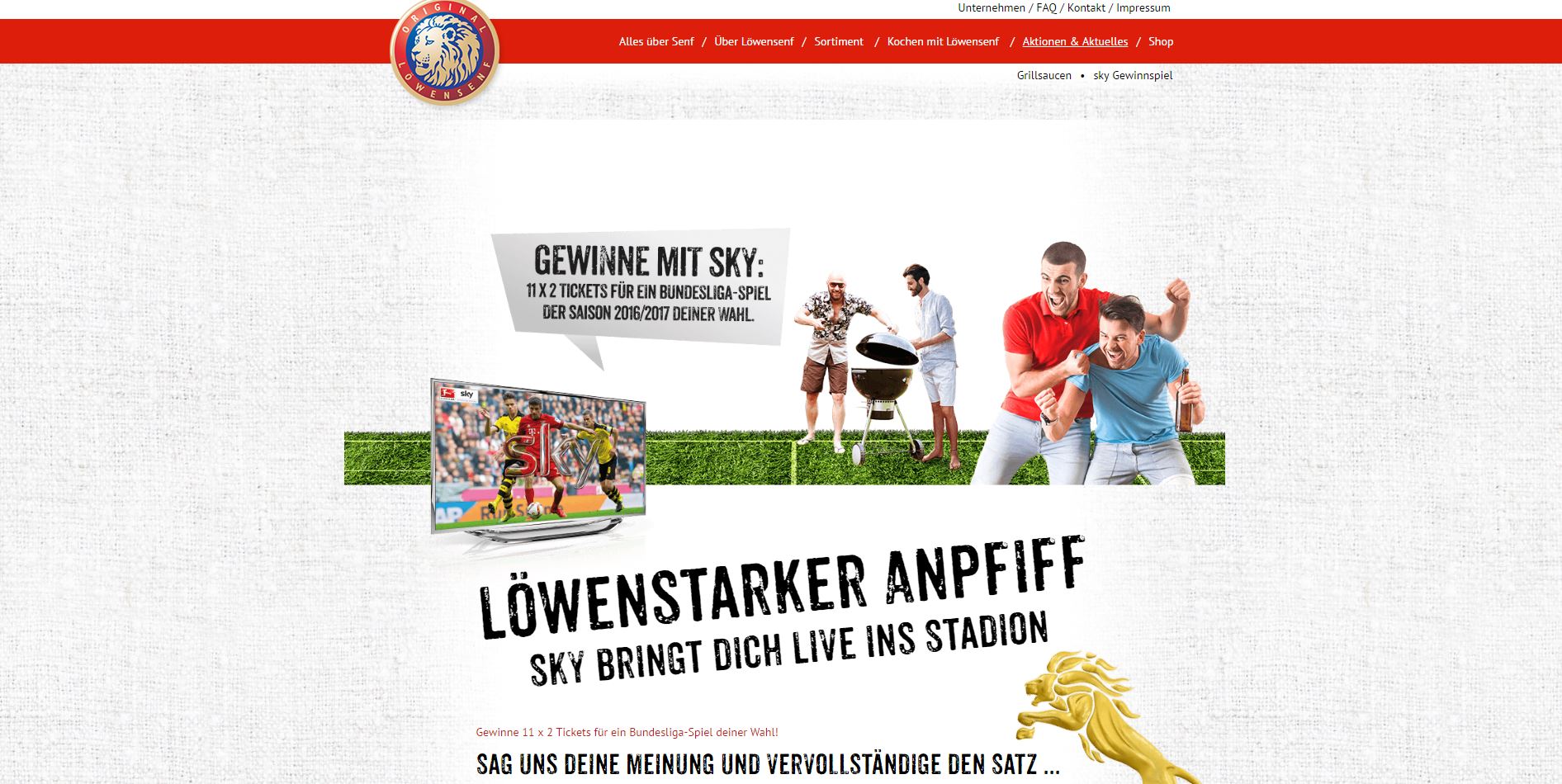 Löwensenf Gewinnspiel Tickets für BundesligaSpiel