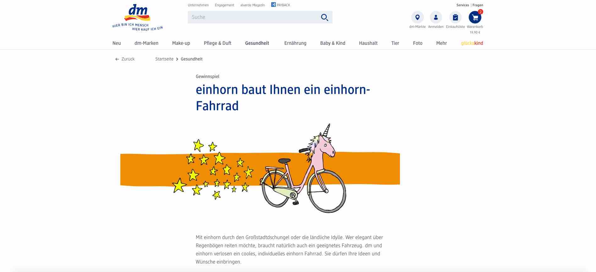 dm einhorn gewinnspiel einhorn fahrrad gewinnen