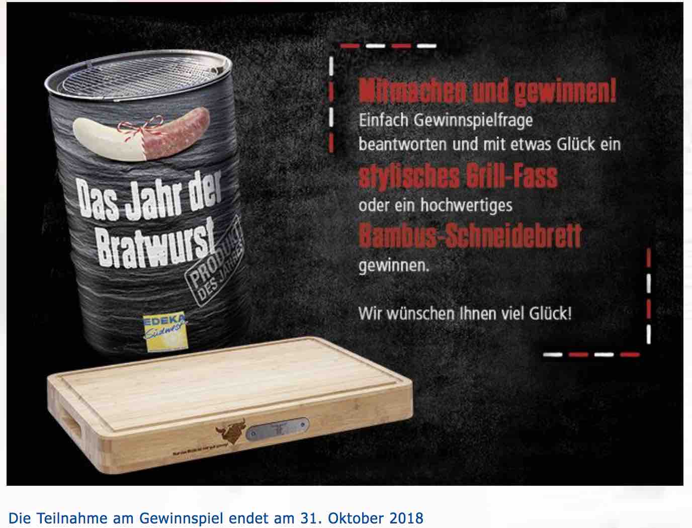 Edeka Gewinnspiel Grillfass oder Schneidebrett gewinnen!