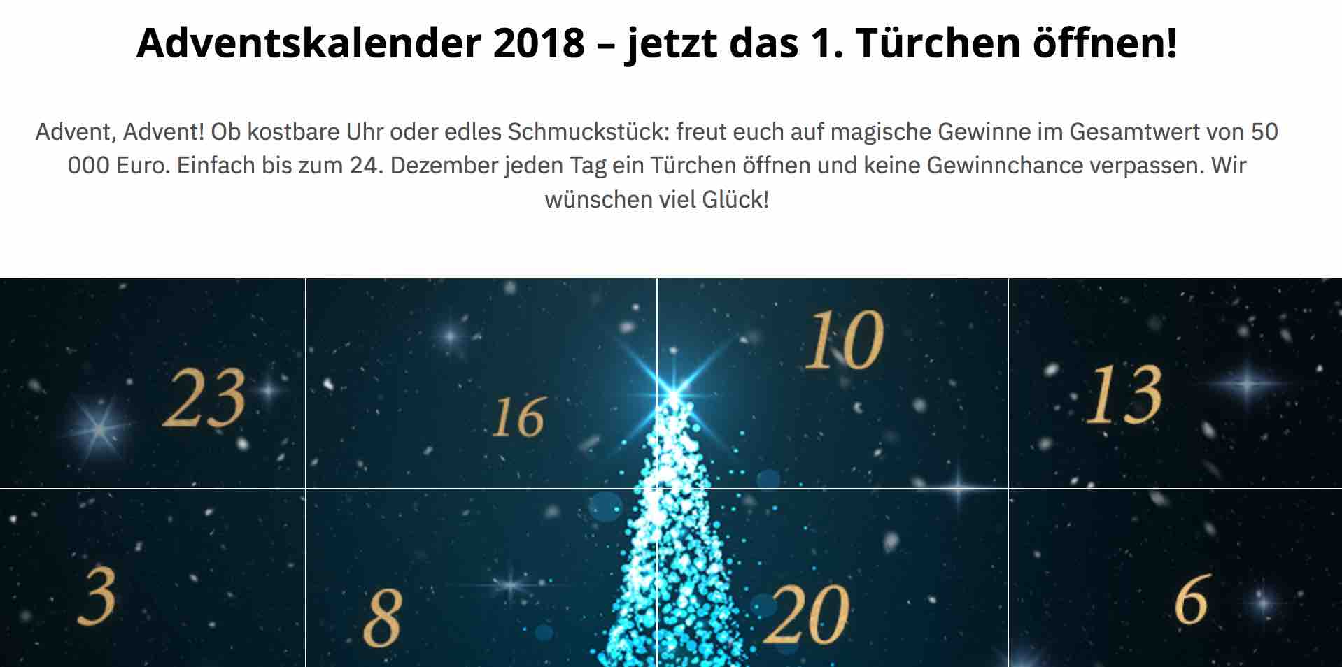 Magic Moments Online Adventskalender Preise im Wert von 50.000€