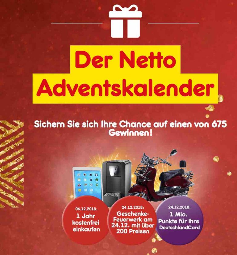 Netto Online Adventskalender mit ganzen 675 Preisen!