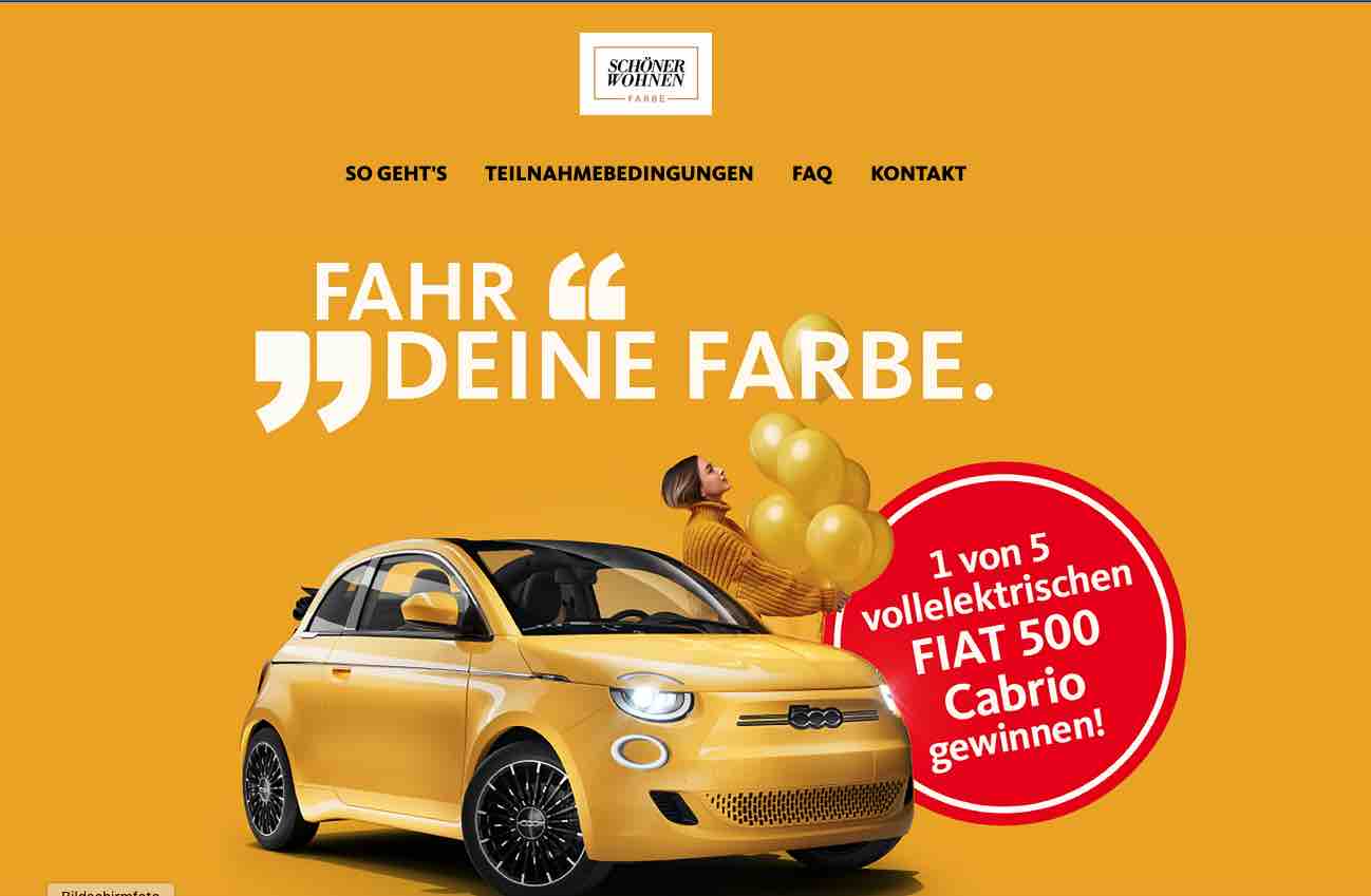 schoener wohnen farbe auto gewinnspiel