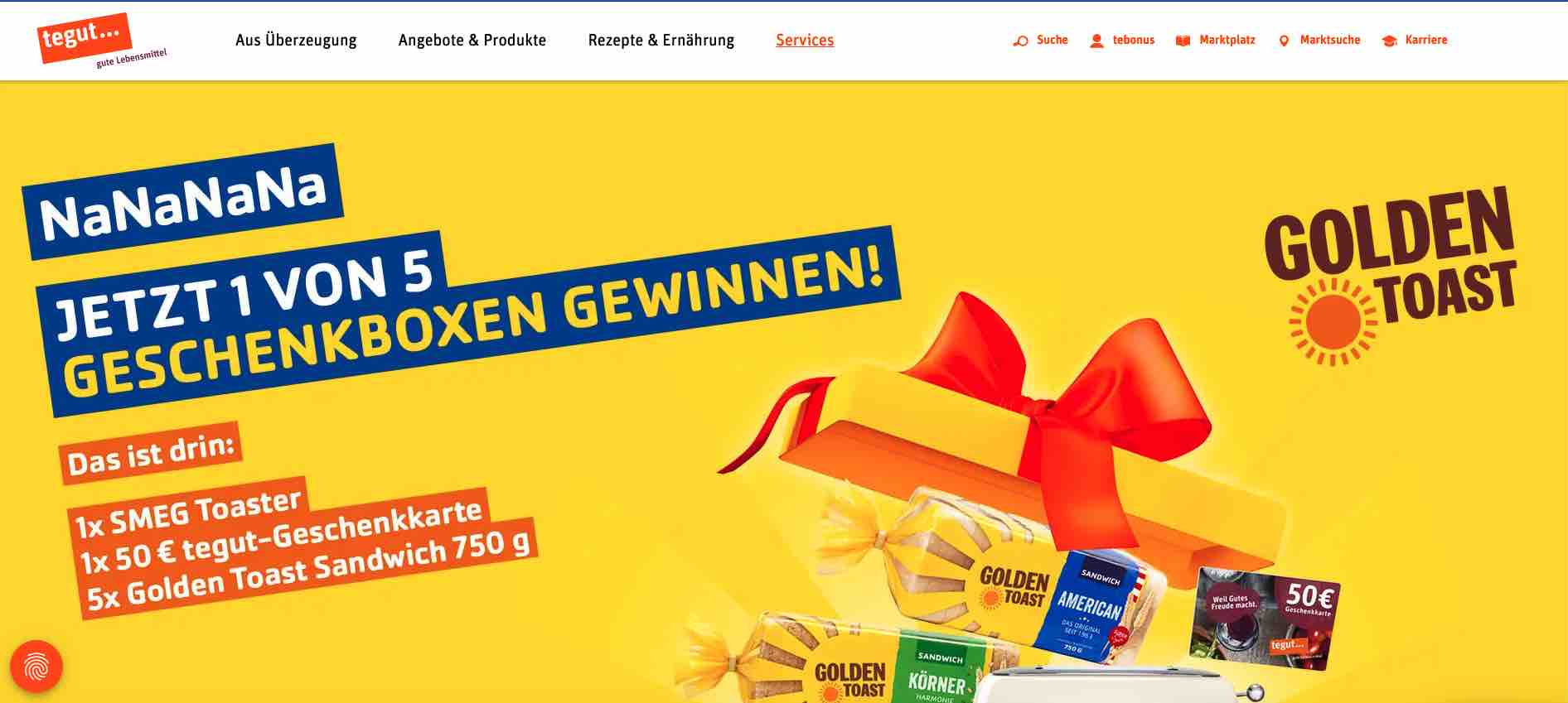 tegut Golden Toast Geschenkboxen Gewinnspiel