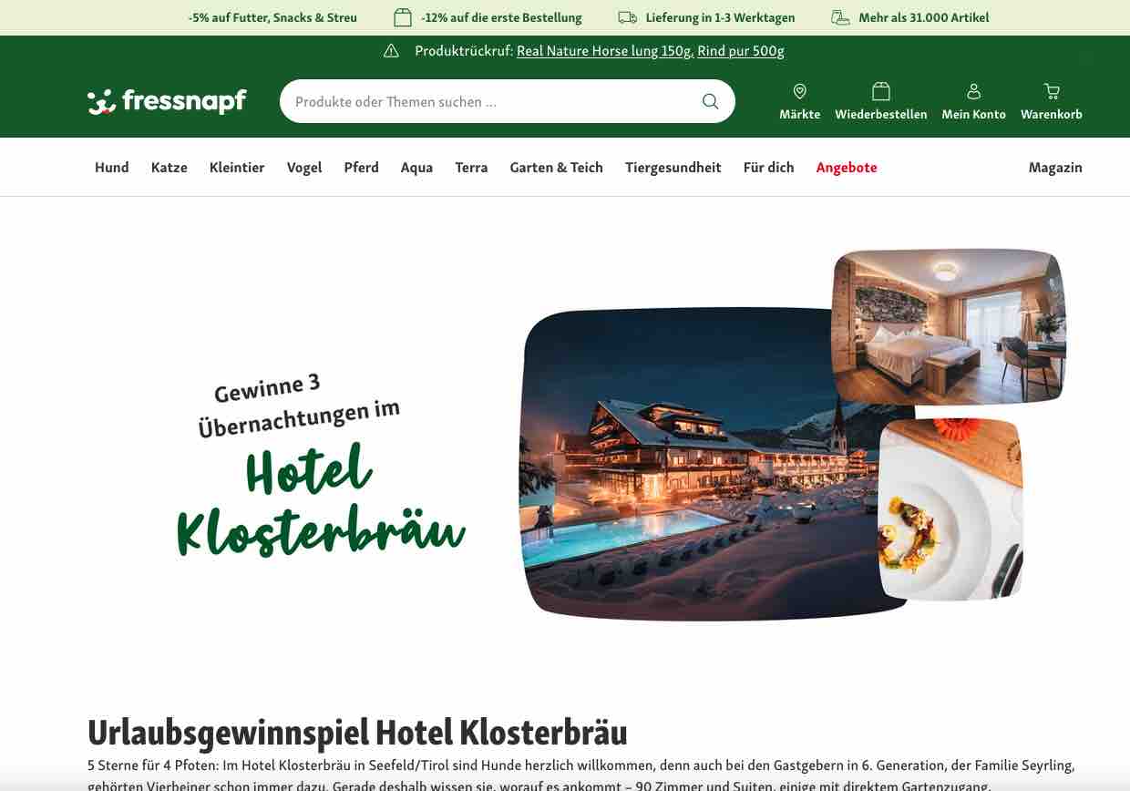 FRESSNAPF Urlaubsgewinnspiel