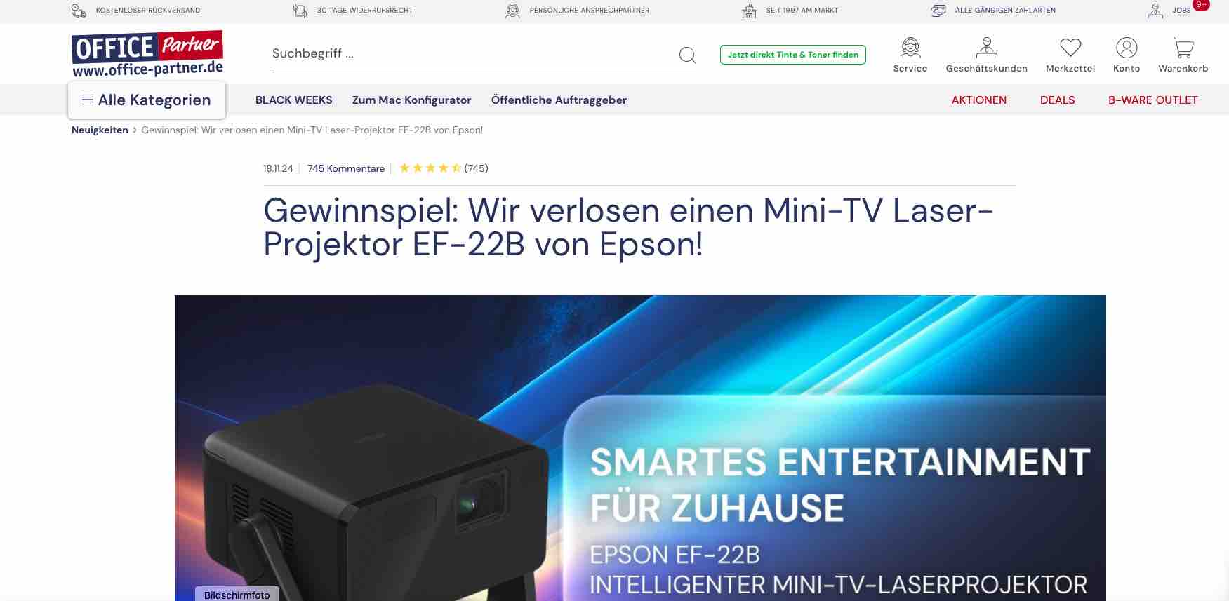 office patner mini-tv laser gewinnspiel